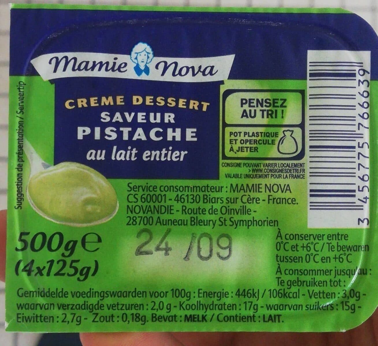 Mamie Nova Crème dessert pistache packshot