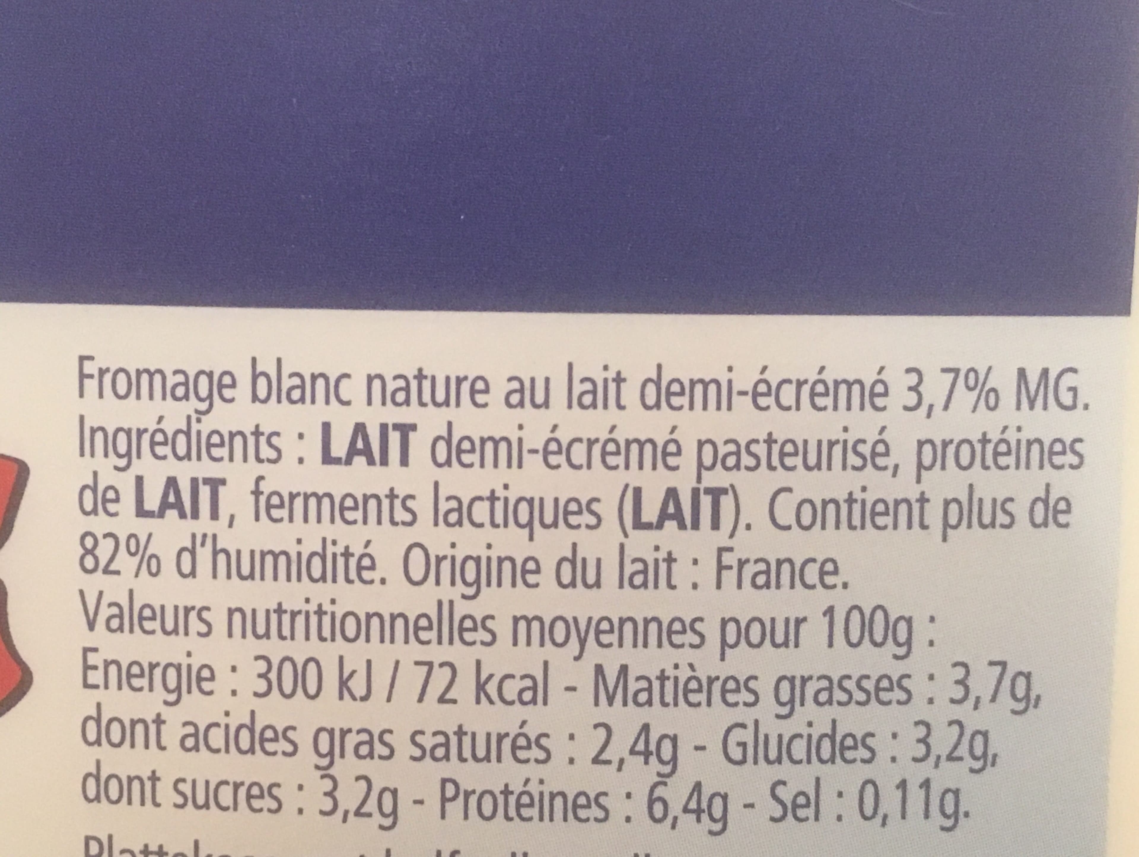 Nova Fromage blanc nature au lait demi-écrémé packshot