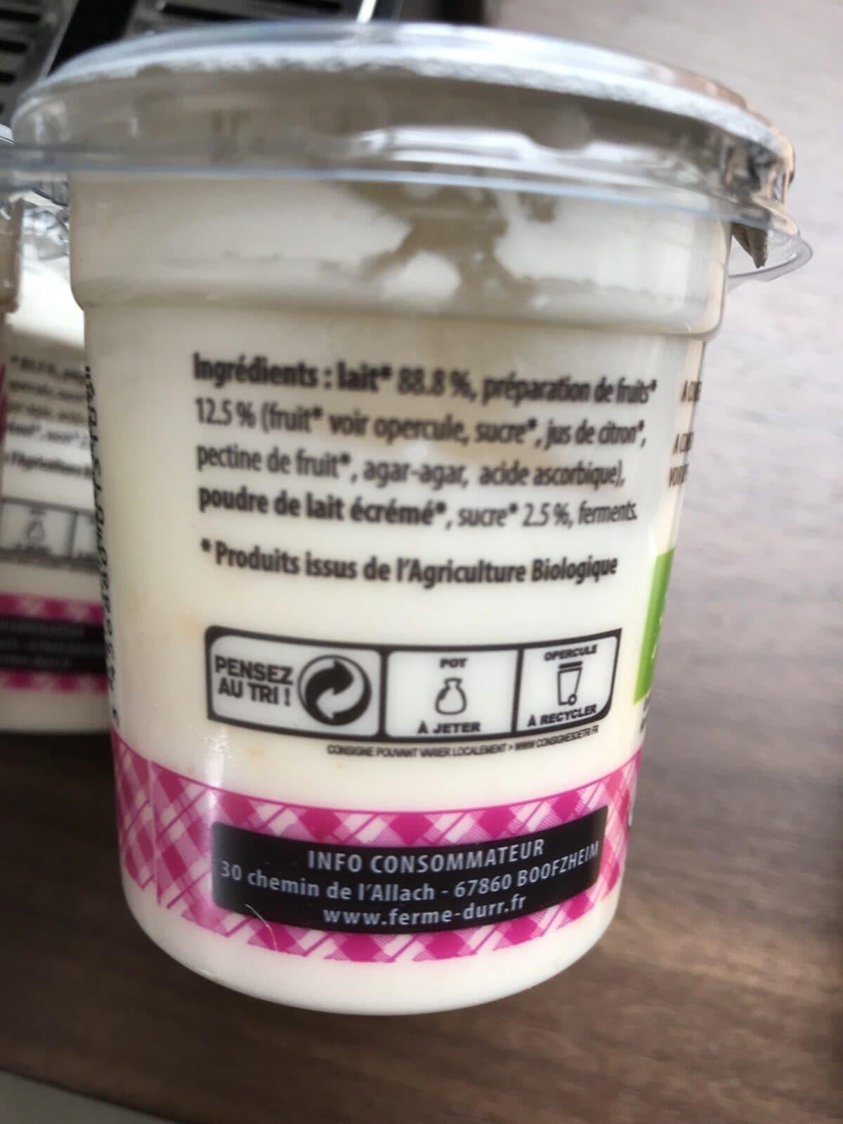Ferme Durr Yaourt bio fruits jaunes packshot