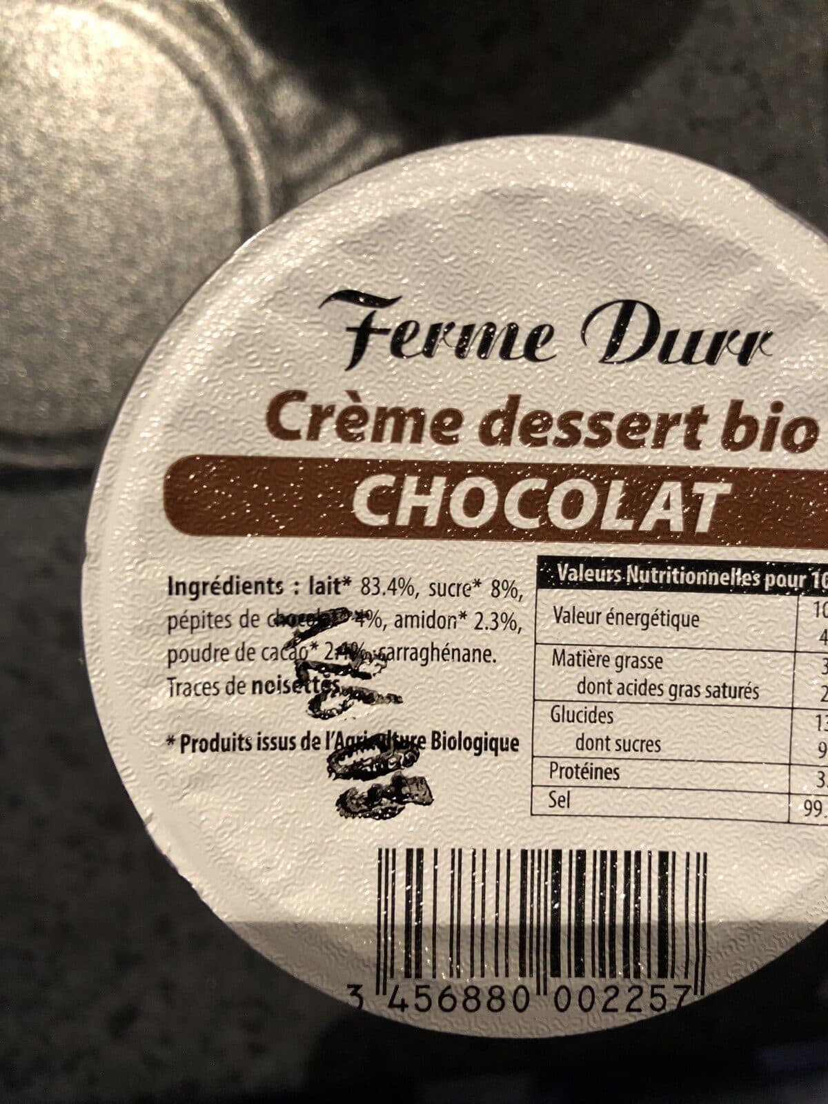 Ferme Durr Crème dessert chocolat packshot