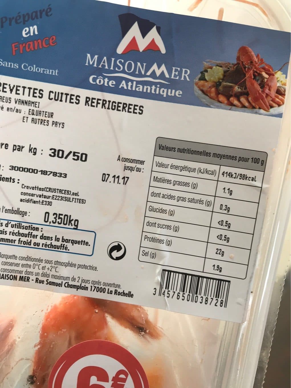 Maison Mer Crevettes cuites refrigérées packshot