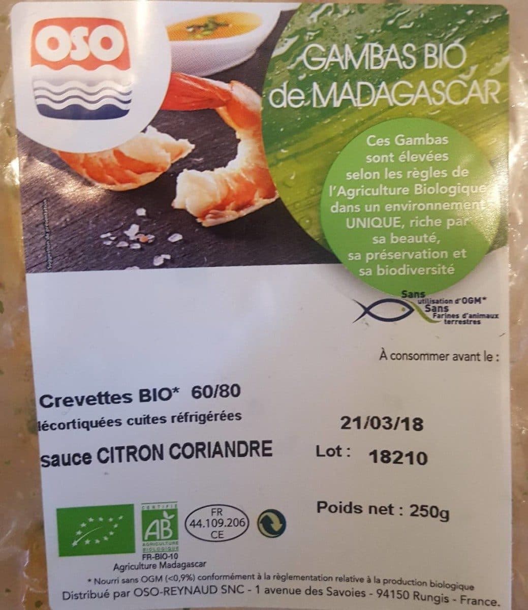 Oso Gambas bio de Madagascar packshot