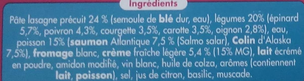 Weight Watchers Lasagnes Saumon et Colin petits légumes packshot