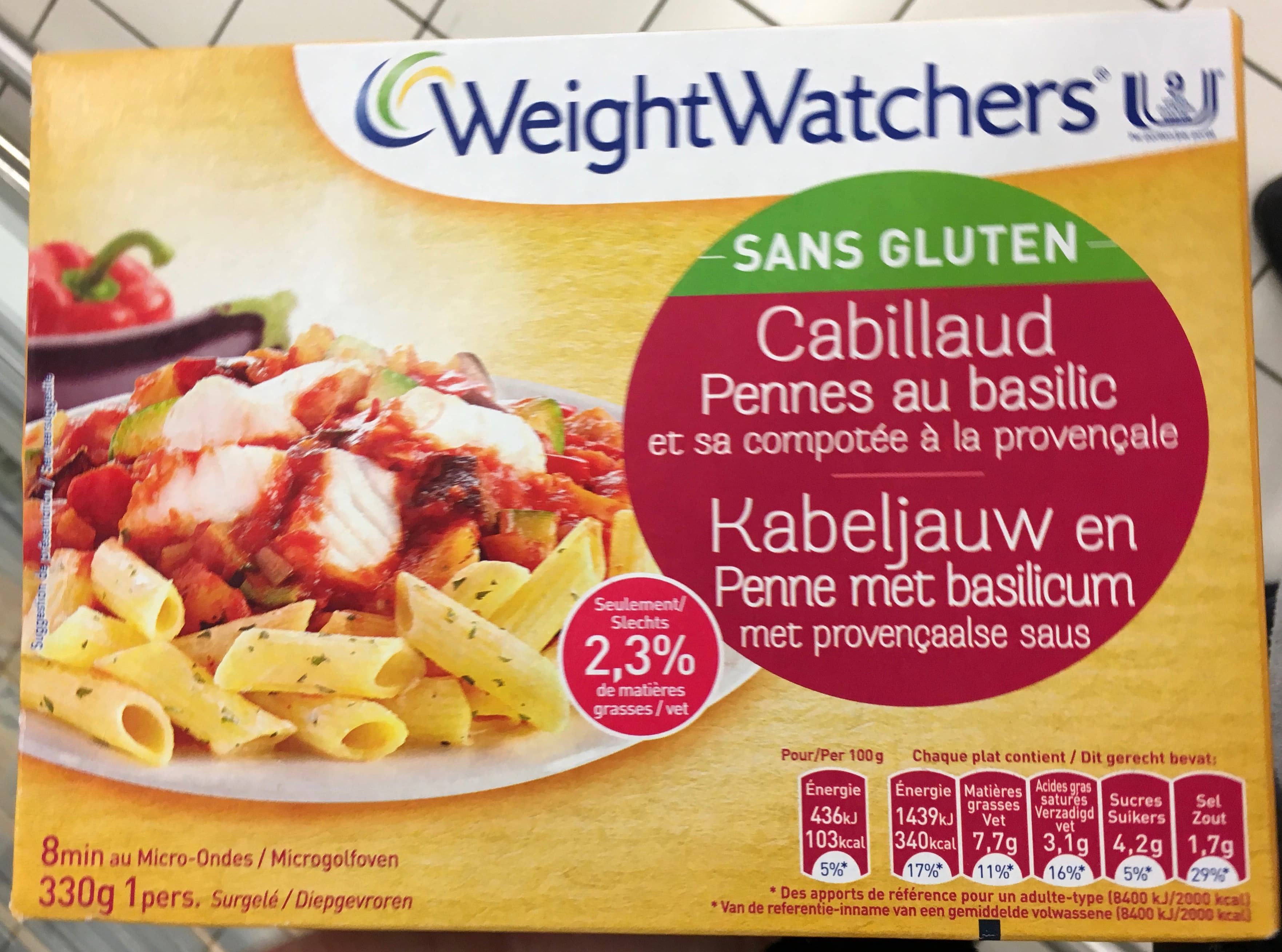 Weight Watchers Cabillaud Pennes au basilic et sa compotée à la provençale (2,3% MG) packshot