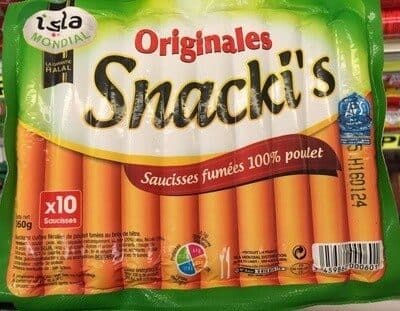 Isla Mondial Originales Snacki's Saucisses fumées 100% volaille packshot