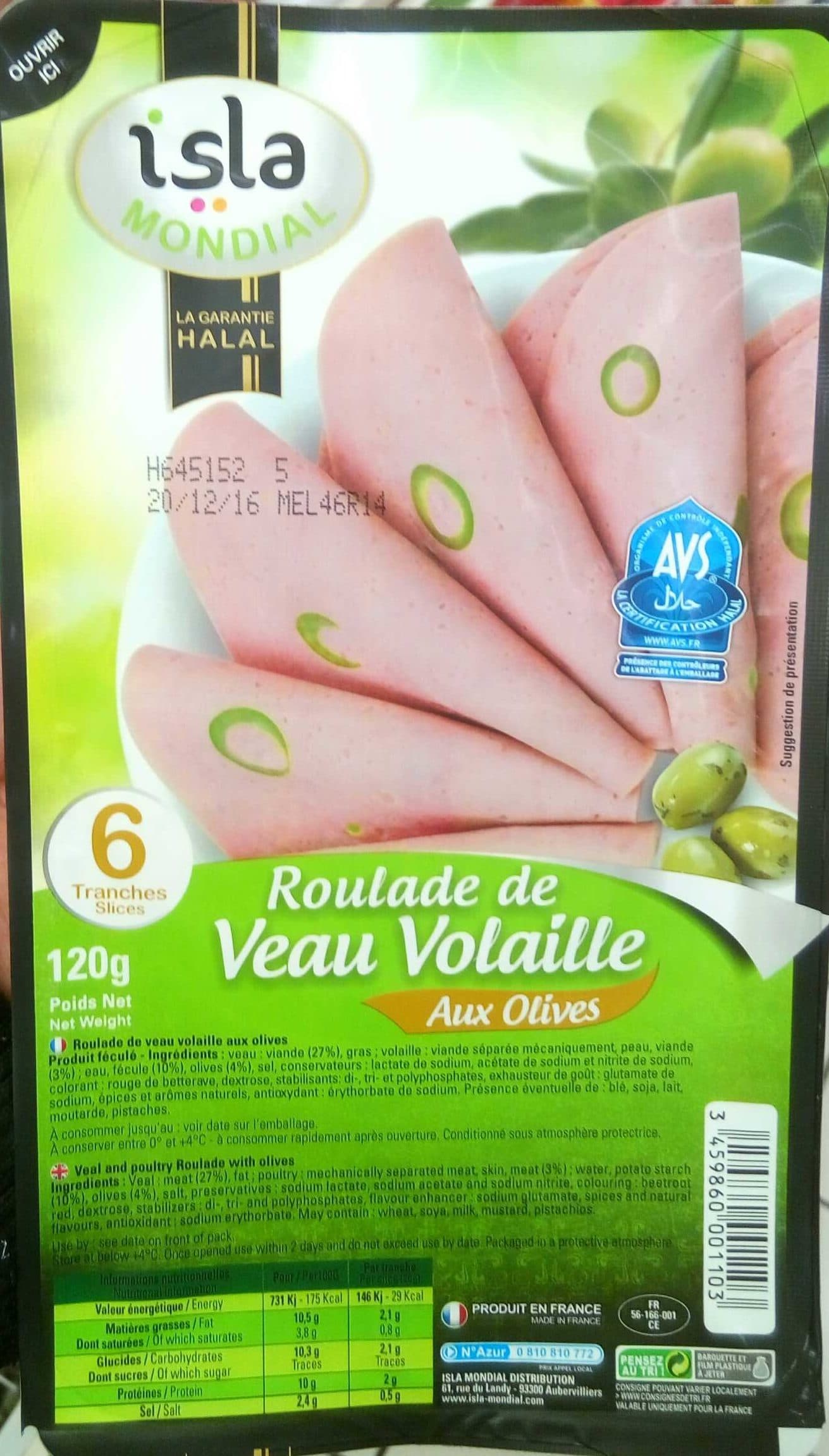 Isla Mondial Roulade de veau volaille aux olives packshot