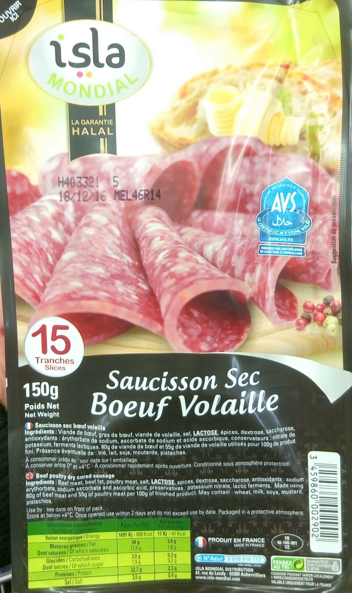 Isla Mondial Saucisson sec boeuf volaille packshot