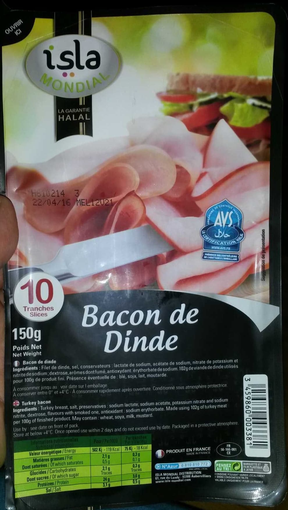 Isla Mondial Bacon de Dinde packshot