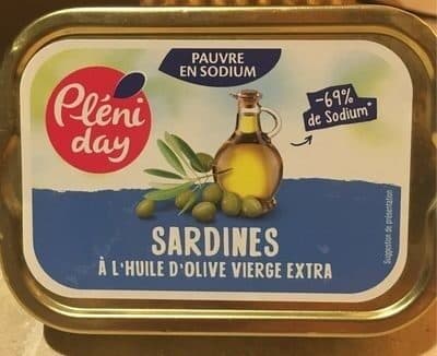 Pleniday Sardines Huile Olive 1-6 115G Allege En Sel packshot