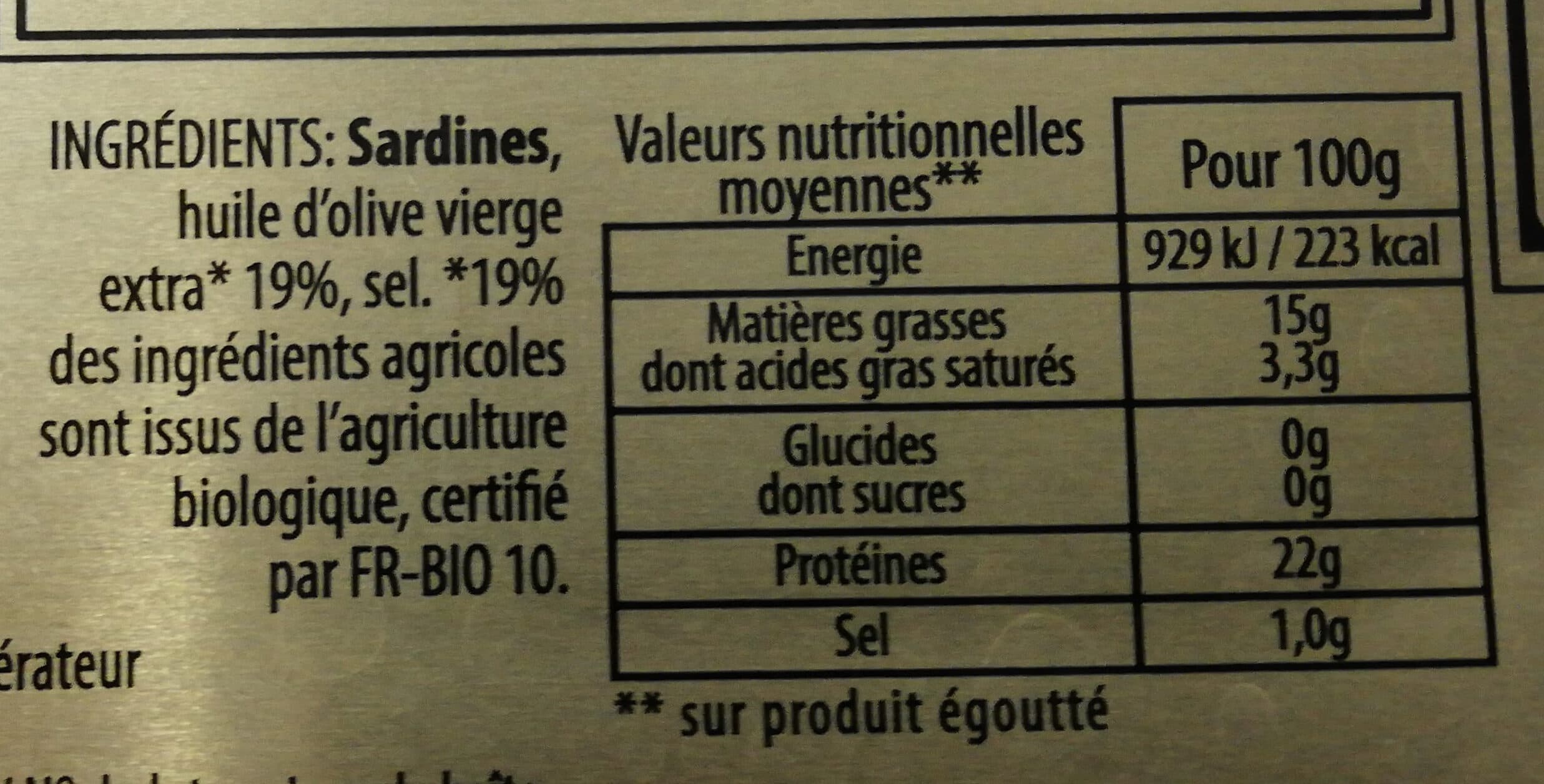 J.C. DAVID Sardines à l'huile d'olive vierge extra bio packshot