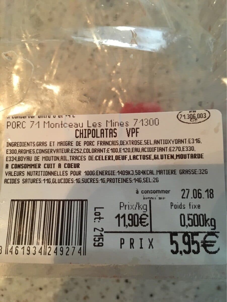 Open Food Facts Chipolata packshot