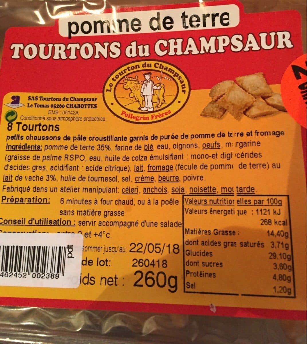 Open Food Facts Tourtons du Champsaur pomme de terre packshot