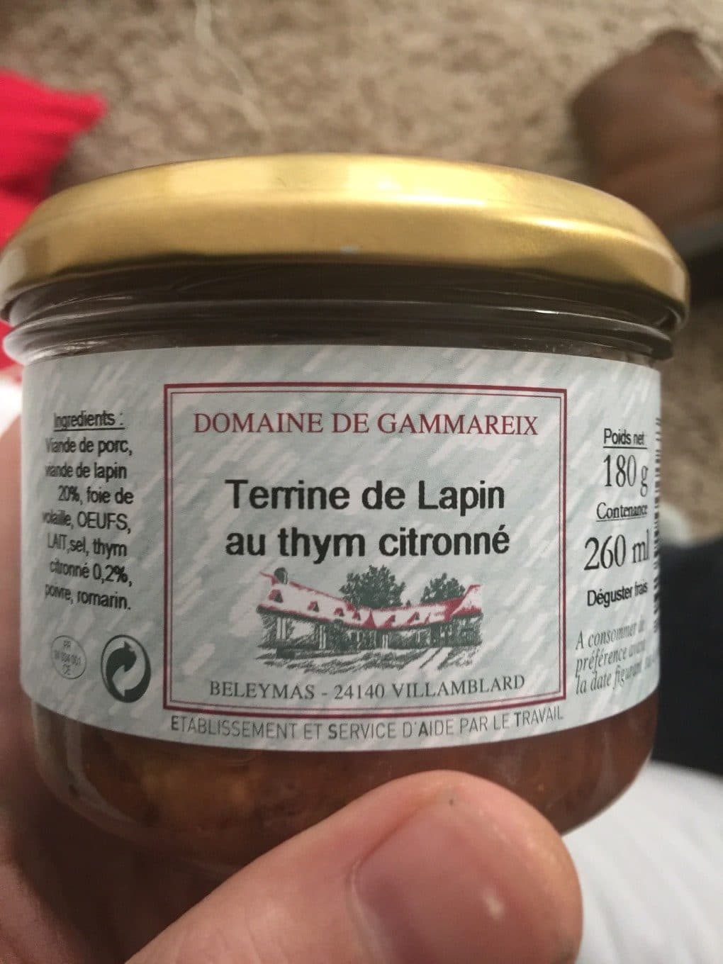 domaine de gammareix terrine de lapin au thym citronné packshot