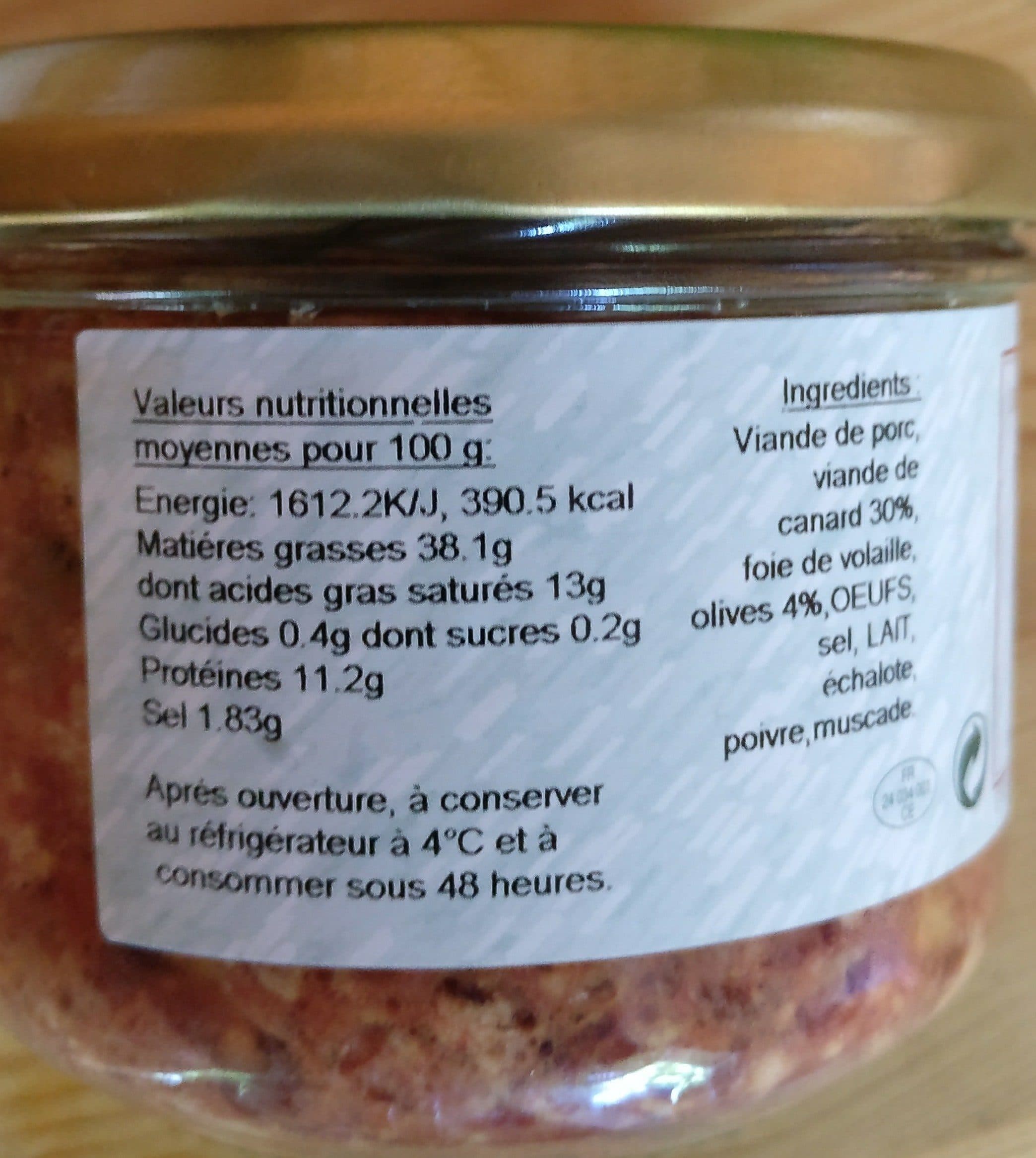 Domaine de Gammareix Terrine de Canard aux olives packshot