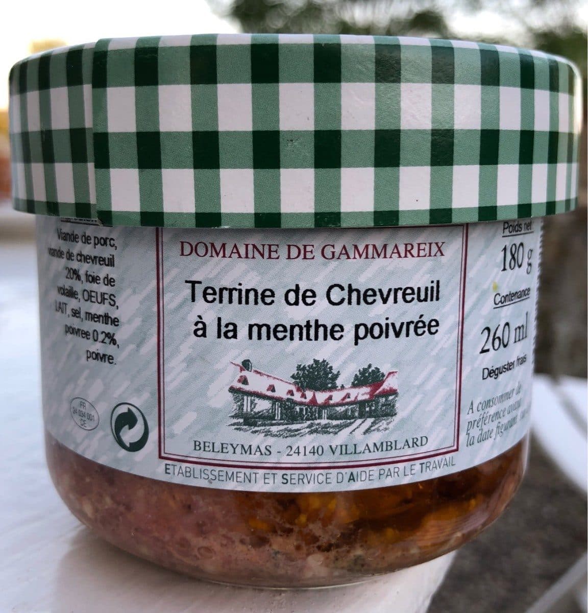 Domaine de Gammareix Terrine de chevreuil à la menthe poivrée packshot
