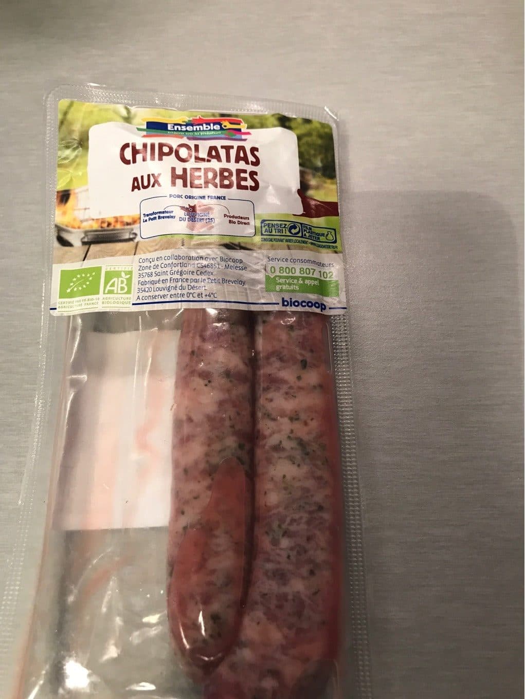 Biocoop 4 Chipolatas Aux Herbes packshot