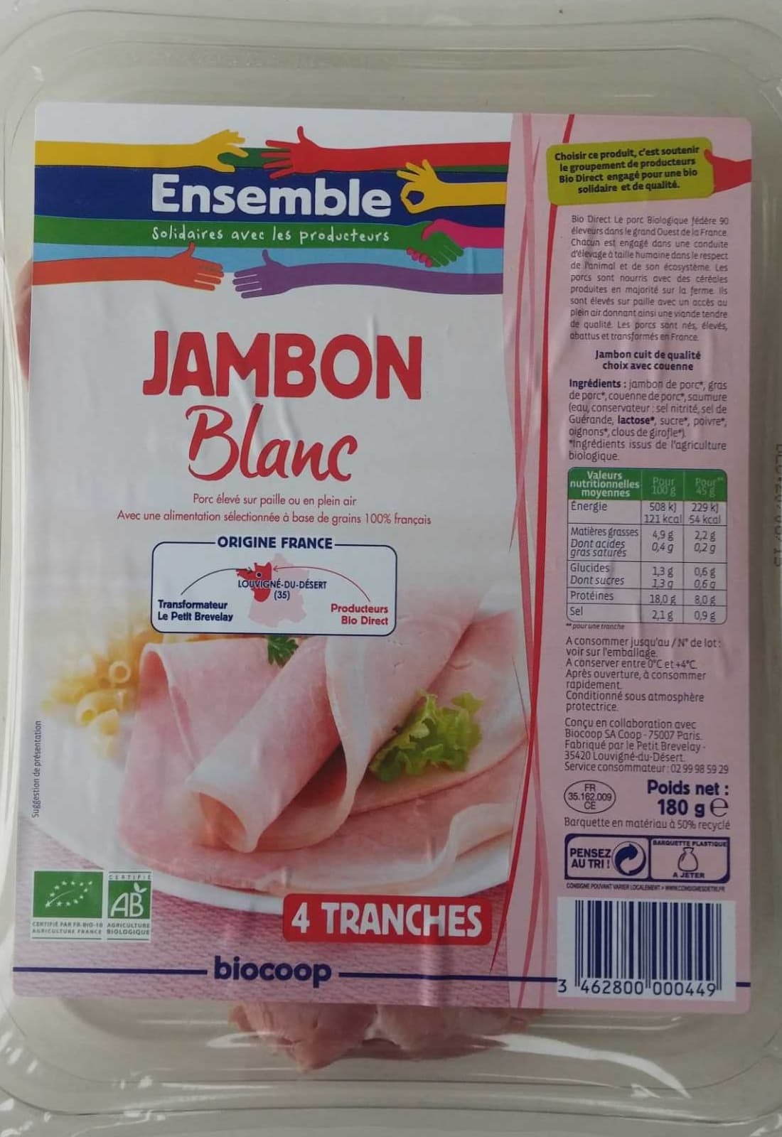 ENSEMBLE Jambon blanc bio packshot