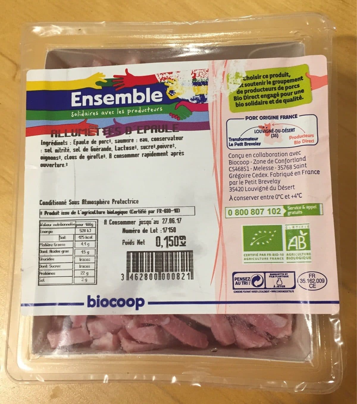 Biocoop Allumettes D'épaule Cuite bio packshot