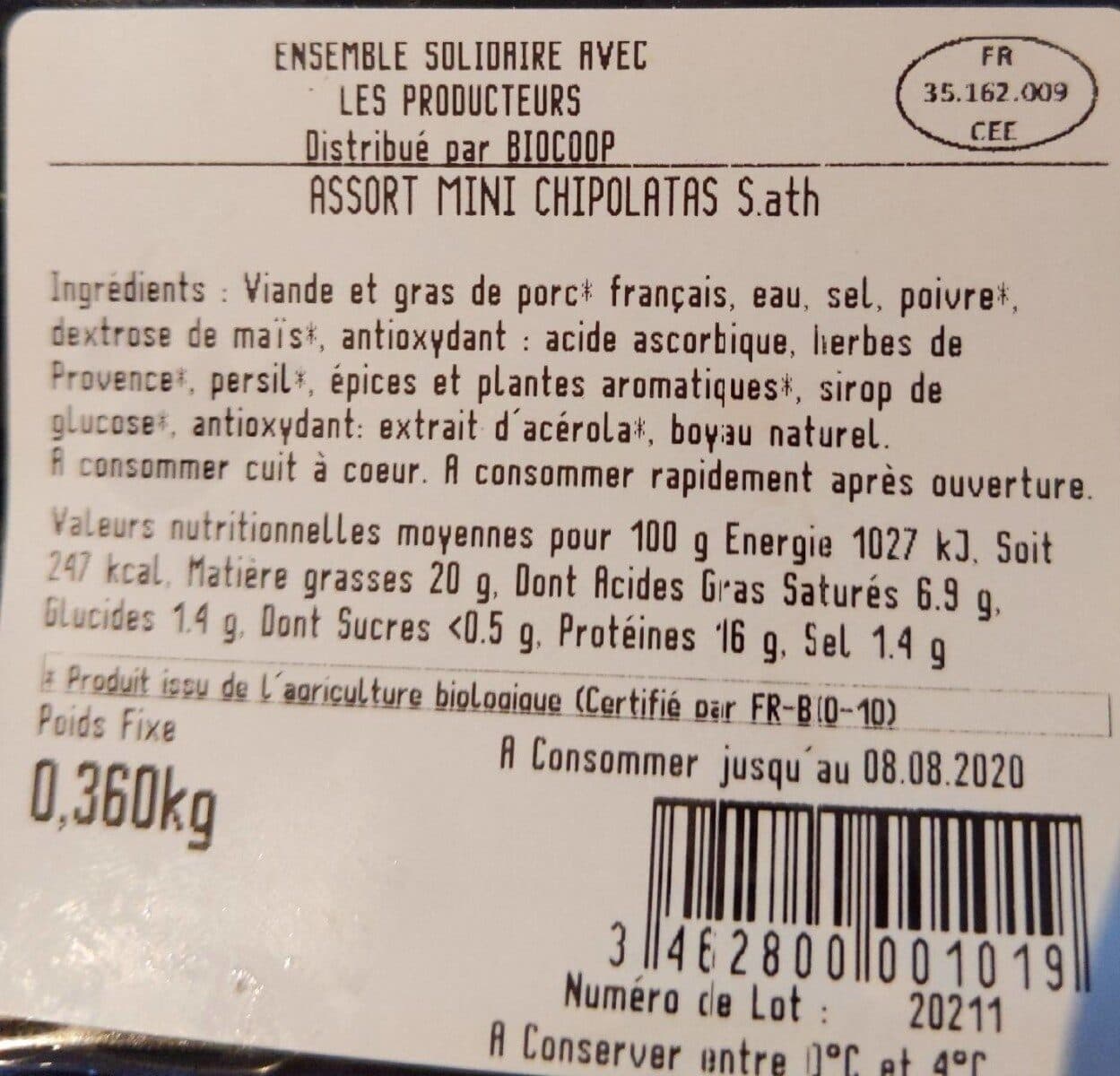 Biocoop Assortiment Mini Chipolatas X9 packshot