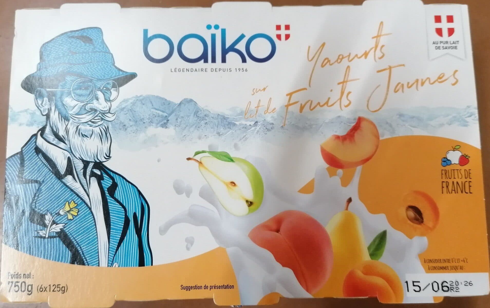 Baïko Yaourts fruits jaunes poire - pêche - abricot packshot