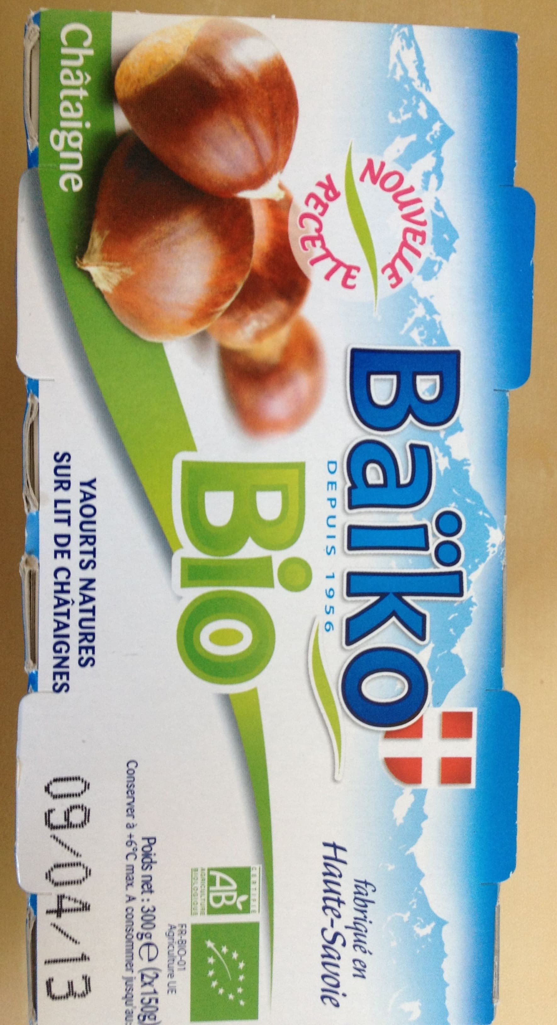Baïko Baïko Yaourts natures sur lit de châtaignes packshot