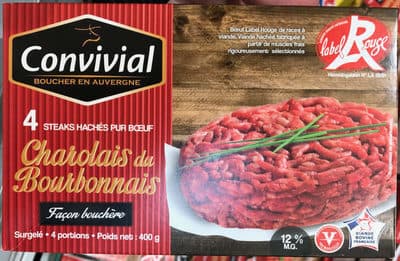 Convivial 4 steaks hachés pur boeuf Charolais Façon bouchère packshot