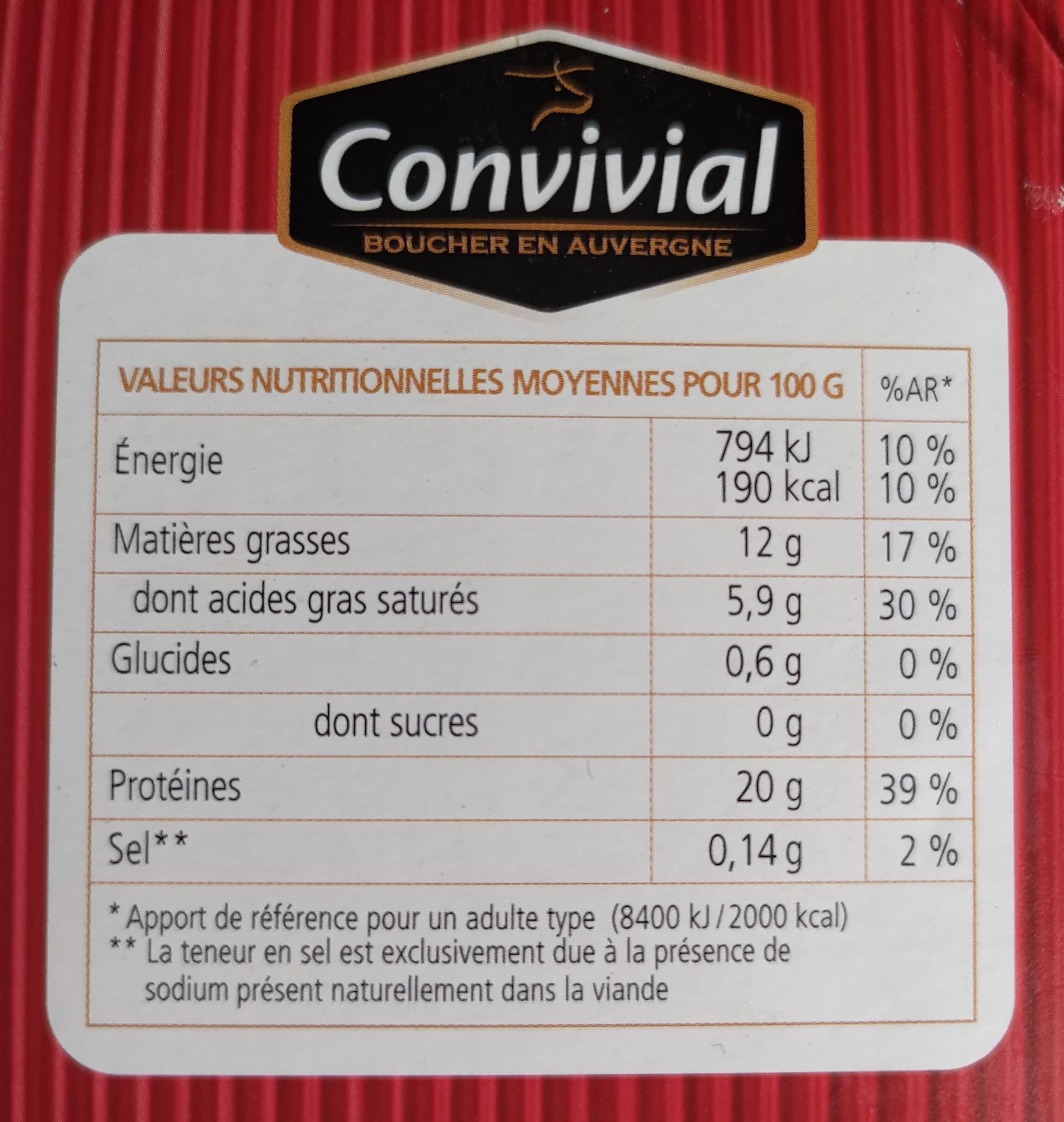 Convivial 4 steaks hachés pur boeuf Charolais Façon bouchère packshot