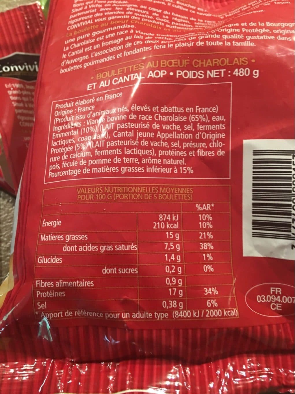 Convivial Boulettes Auvergnates au boeuf Charolais et au Cantal AOC packshot