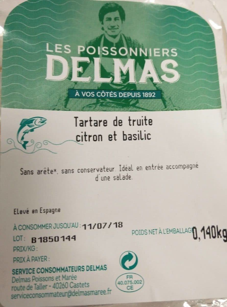 Les Poissonniers DELMAS Tartare de truite citron et basilic packshot