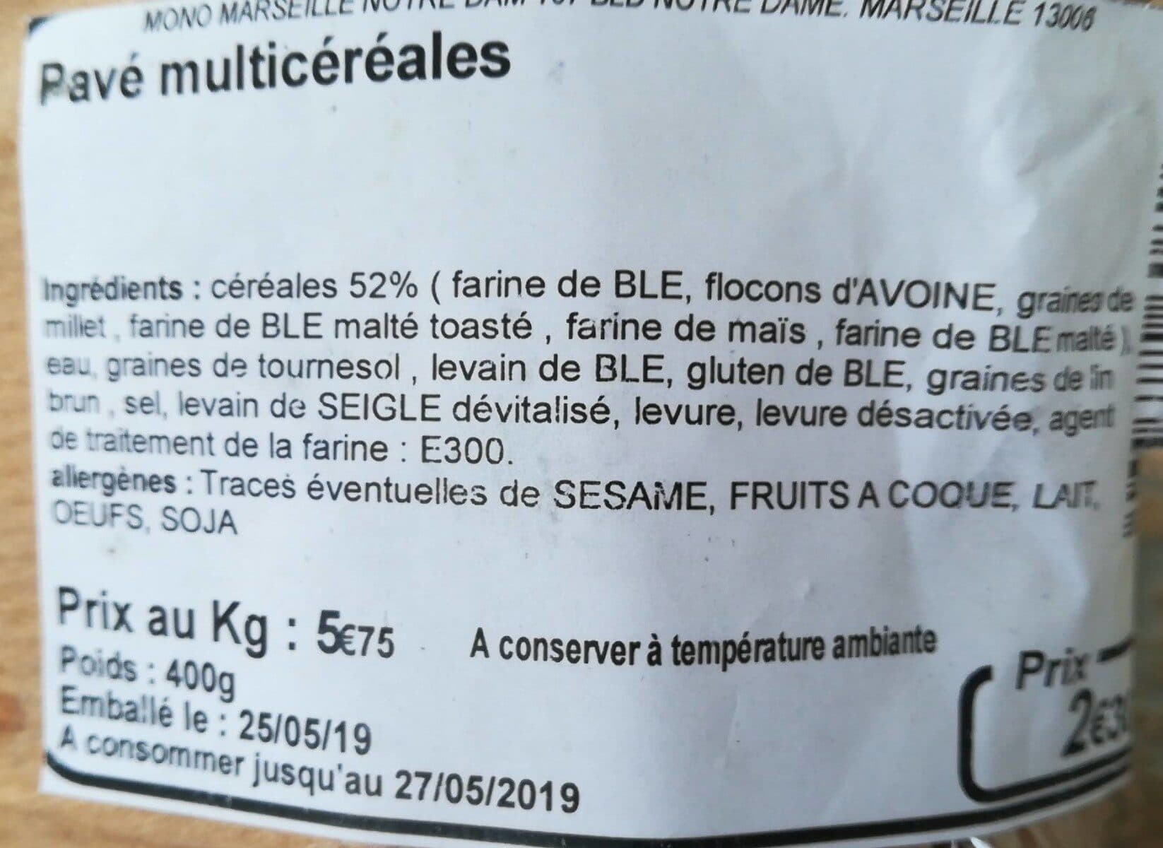 Open Food Facts Pavé multicéréales packshot