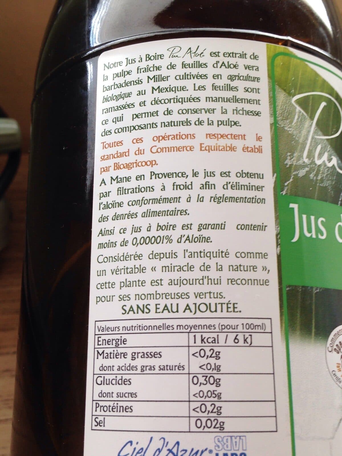 pur aloe Jus D Aloe Vera packshot