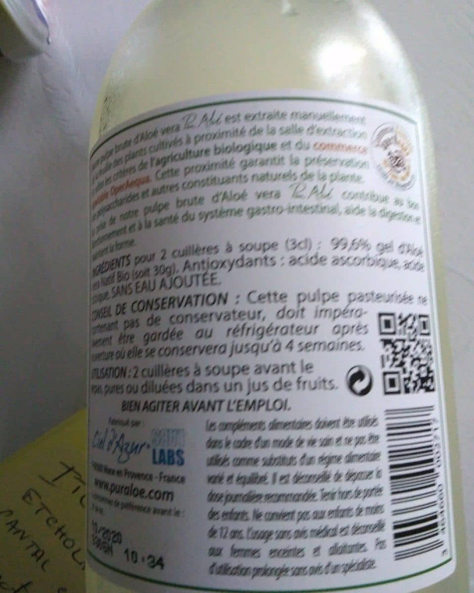Open Food Facts Pulpe D' Aloe Vera a Boire (500 ML) packshot