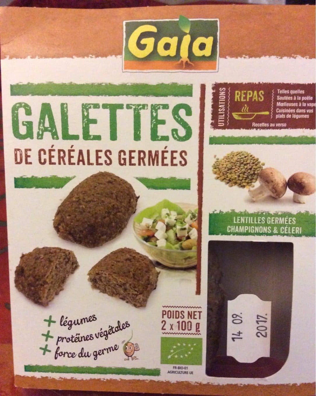Gaia Galettes de lentilles Germées, champignons et céleri packshot