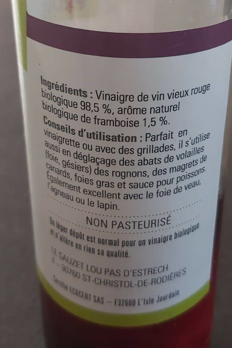 Open Food Facts Vinaigre De Vin Rouge Aromatisé a La Frambroise packshot