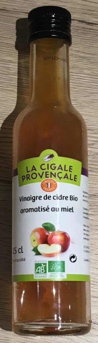 La Cigale Provencale Vinaigre de cidre bio aromatisé au miel packshot