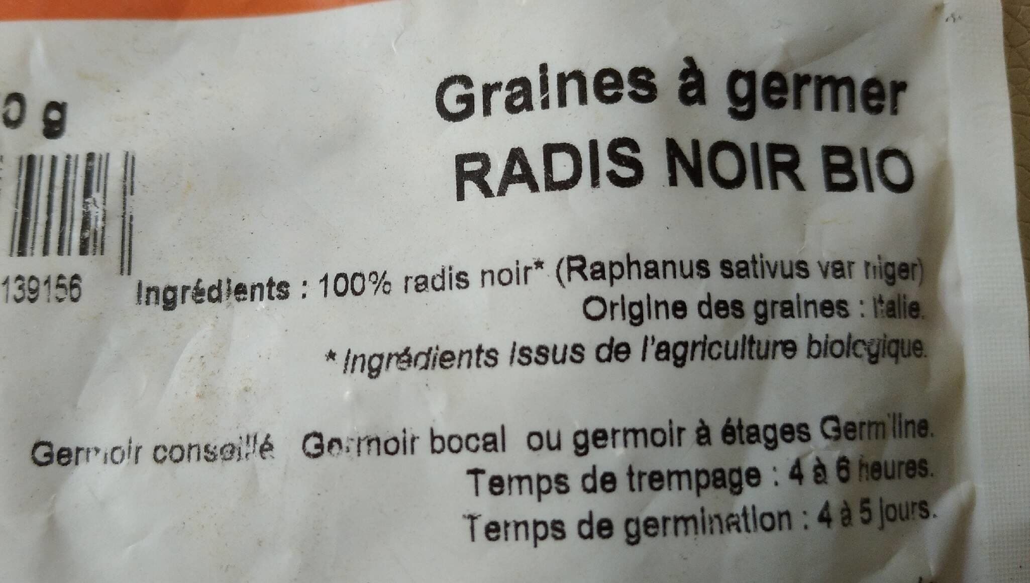 Germline Graines De Radis Noir à Germer Bio - 150 G - Germline packshot