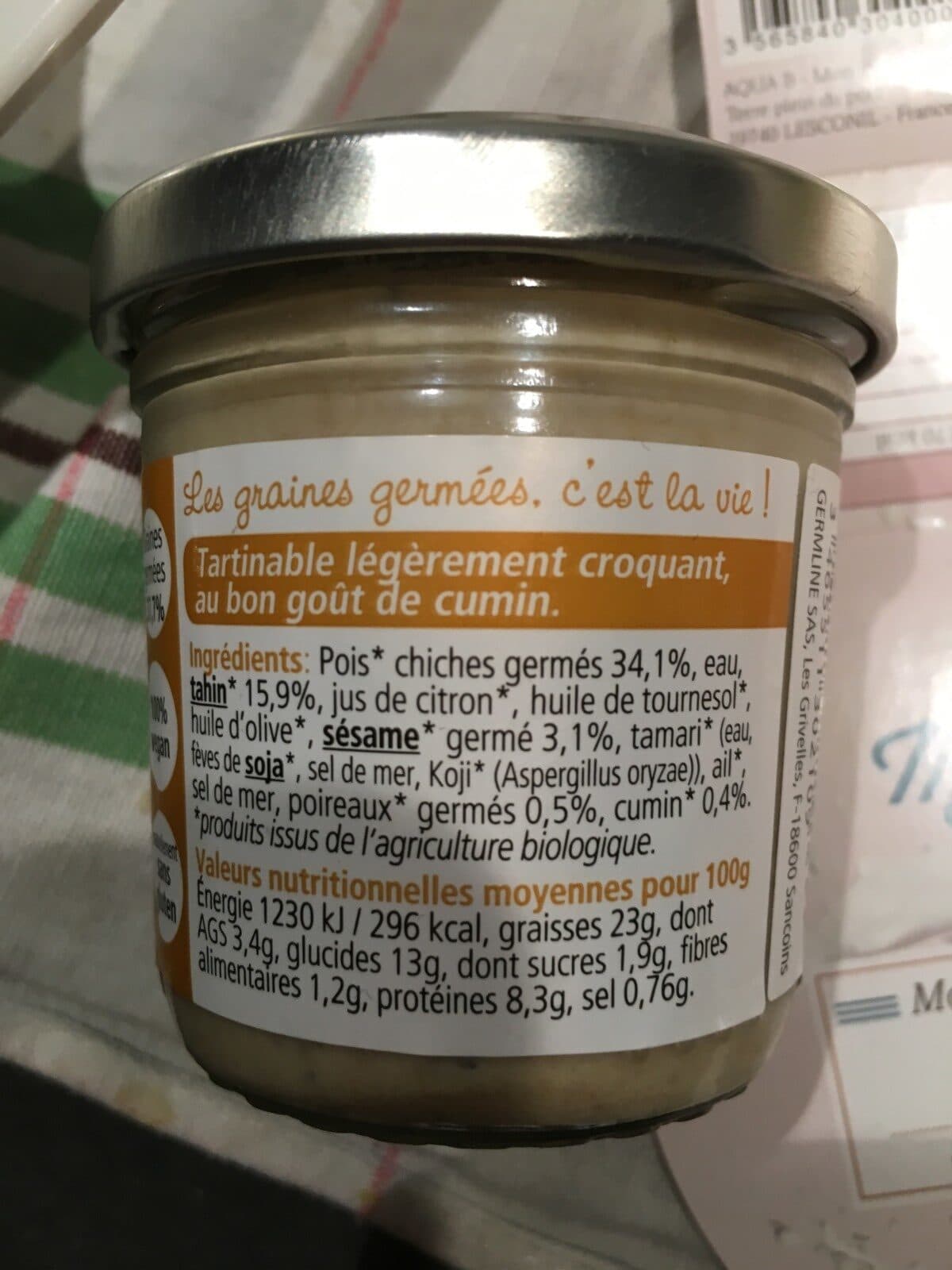 Germaline Pois Chiches Germés- Houmous packshot