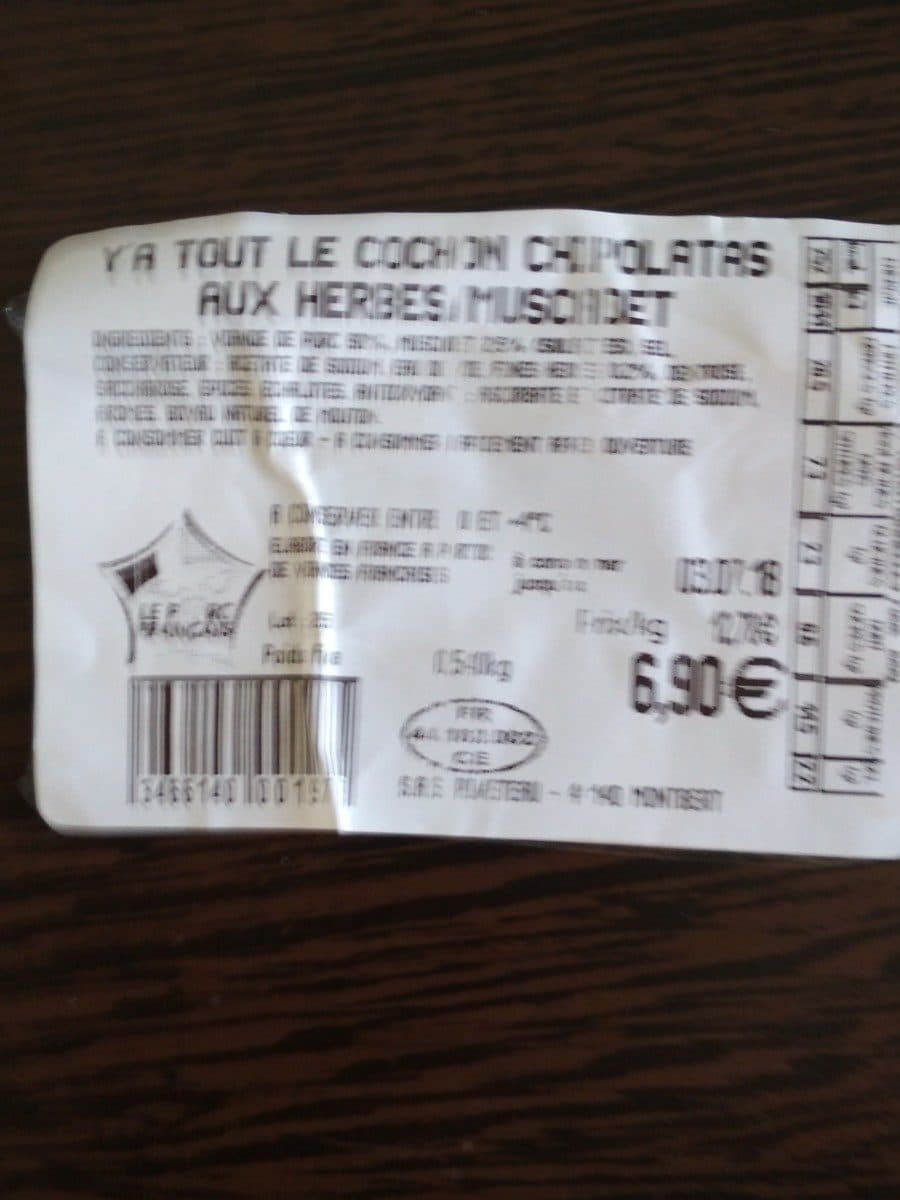 Open Food Facts Chipolatas herbes muscadet packshot