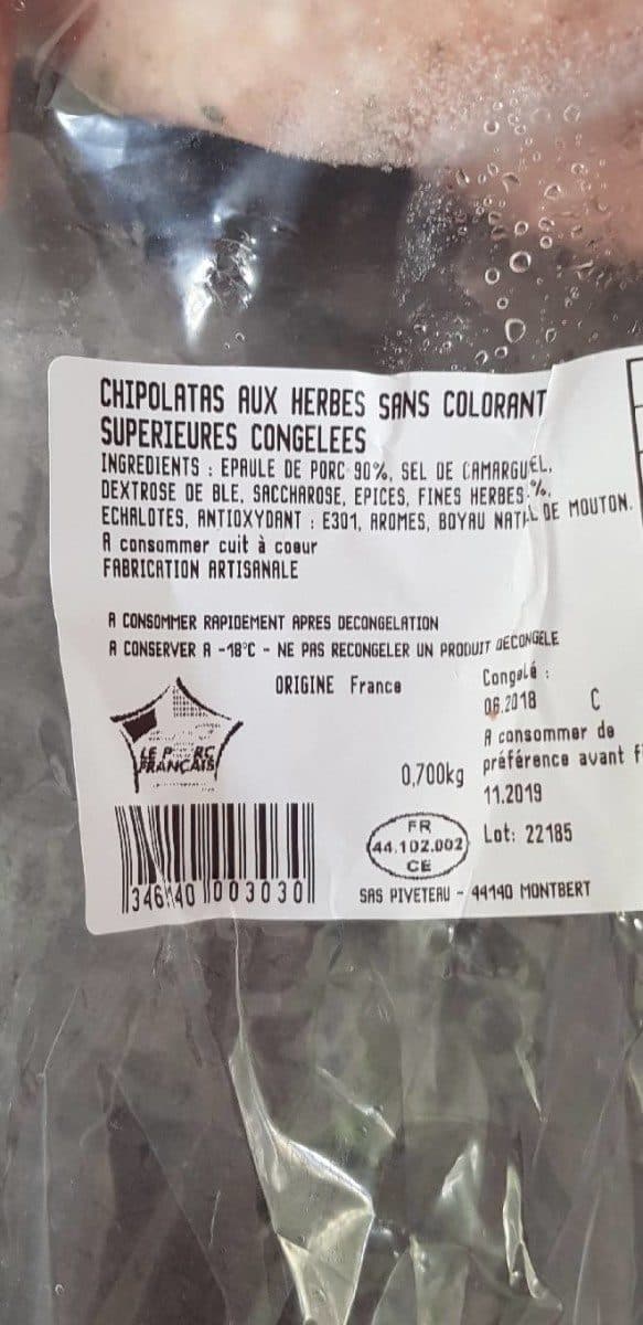 Open Food Facts Chipolatas aux herbes sans colorant packshot