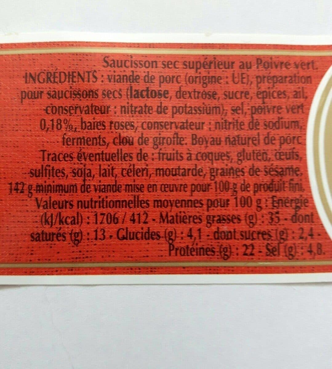 Loste Saucison sec au poivre vert packshot