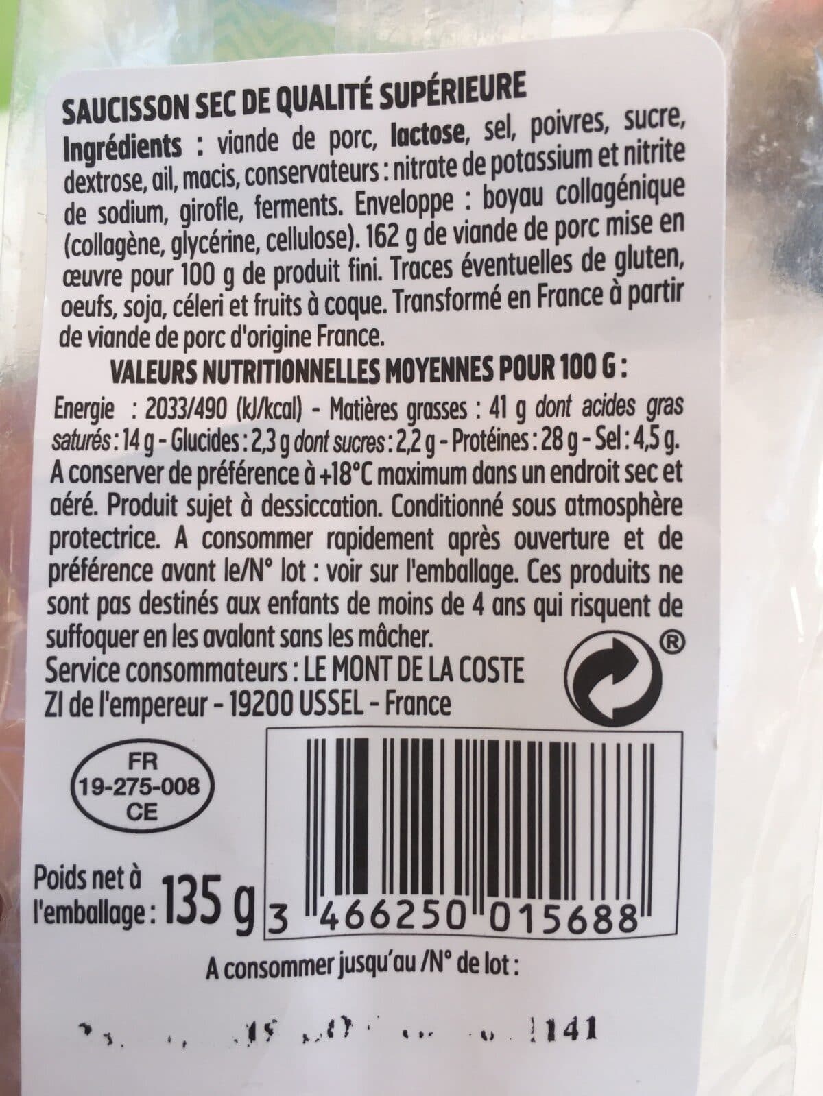 Open Food Facts Mini Saucissons secs Nature packshot