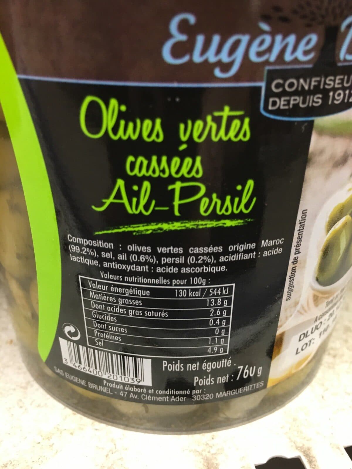 Open Food Facts Olives vertes cassees ail persil packshot