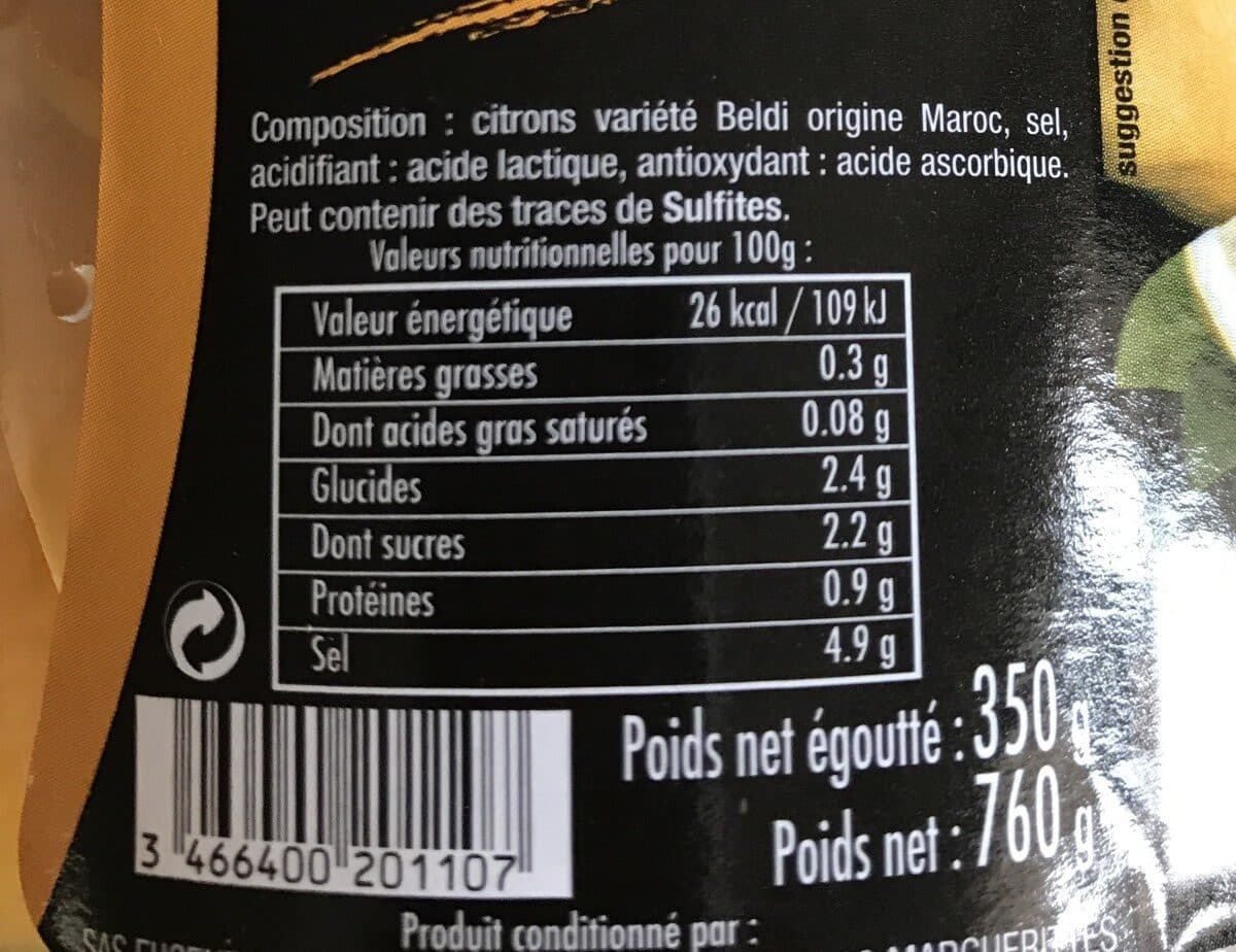 Open Food Facts Citrons confits packshot