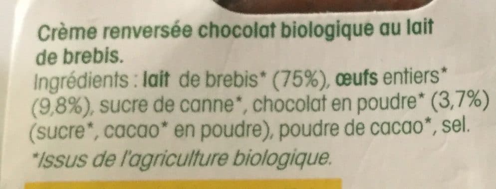 Vrai Crème renversée chocolat bio au lait de brebis packshot