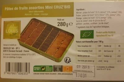 Père Louis Pâtes de fruits assorties Mini Cruz'Bio packshot