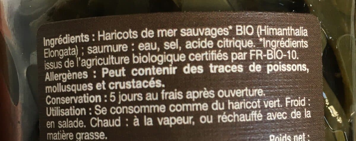 Open Food Facts Haricot de mer sauvage packshot