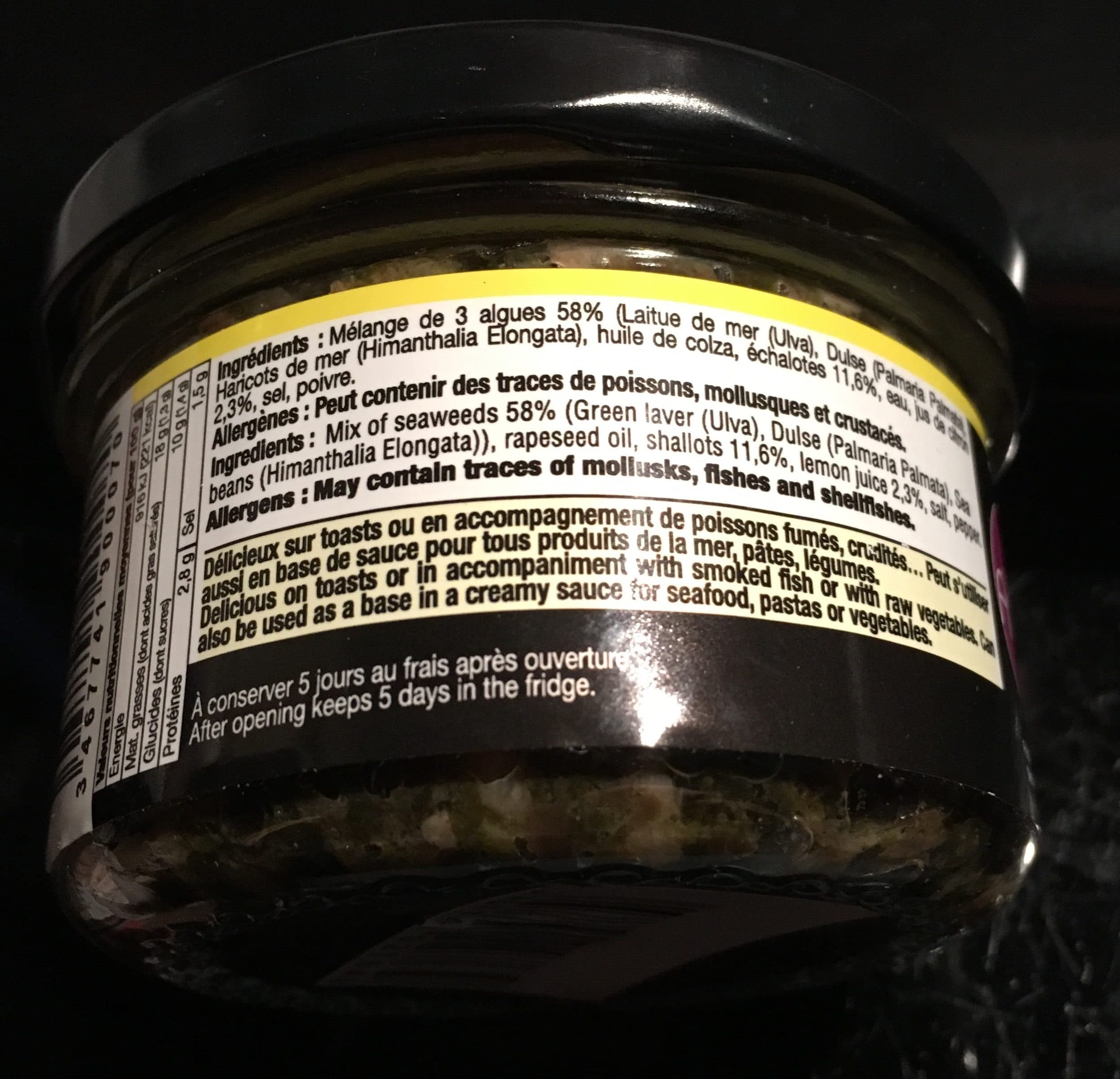 Algues Tartinable d'algues échalotes et citron packshot