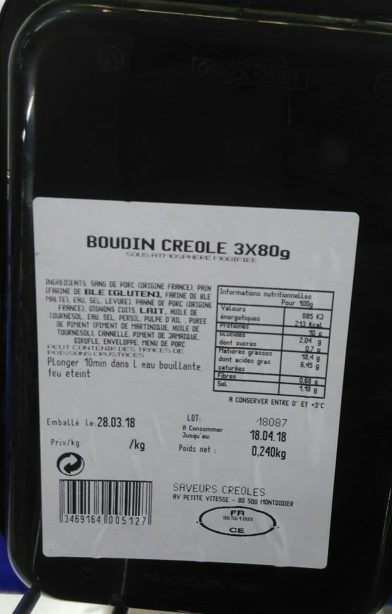Open Food Facts Boudin créole packshot