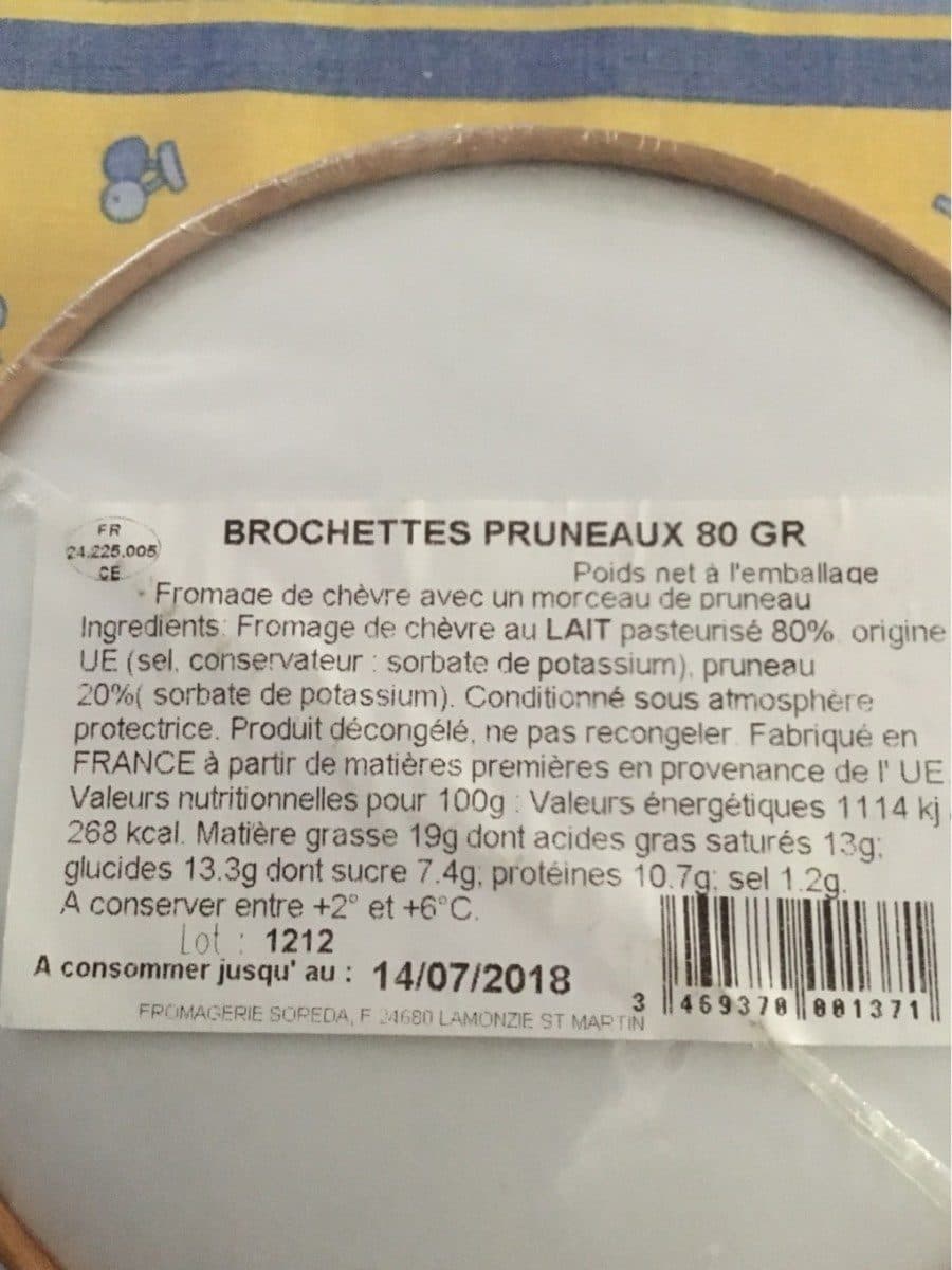 Open Food Facts Brochette chèvre et pruneau packshot