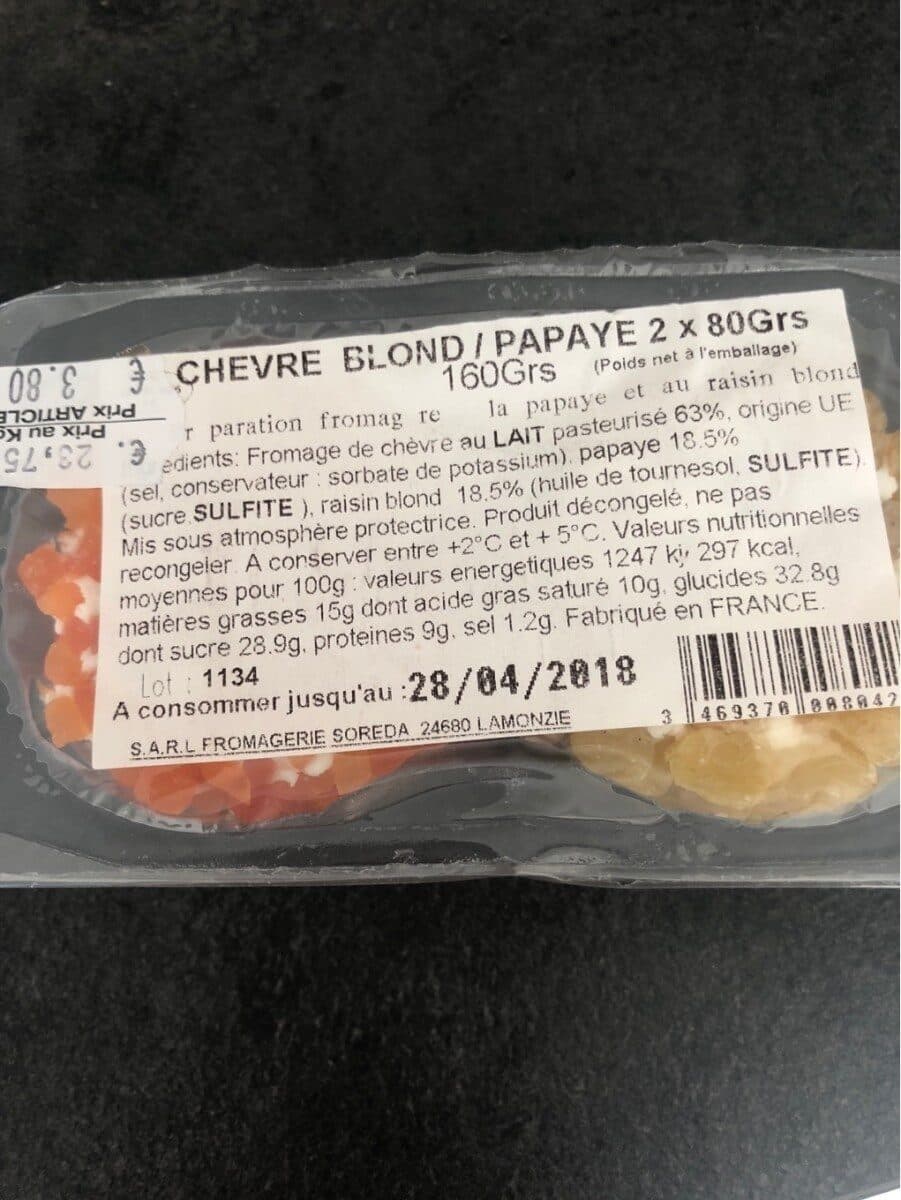 Open Food Facts Fromage de chevre blond / papaye packshot
